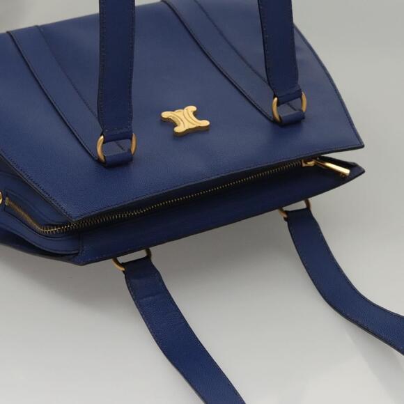 CELINE Shoulder Bag Leather Blue Gold - Picture 6 of 13